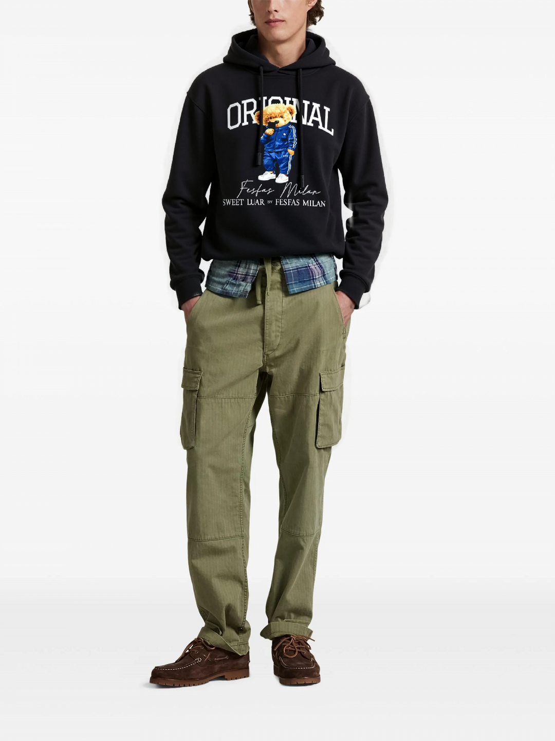 FesFas Bear-print Hoodie Set | Black | Men