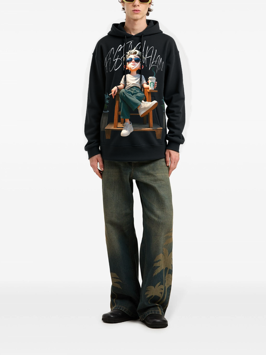 FesFas Boy-print Hoodie Set | Black | Men