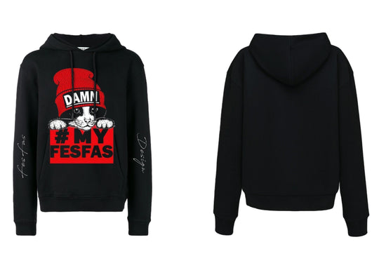 FesFas red cap cat-print Hoodie | Black | Men