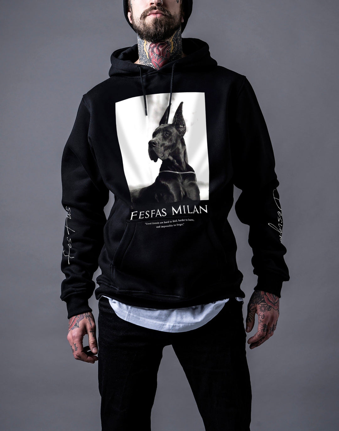 FesFas Cool dog-print Hoodie | Black | Men