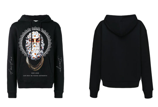 FesFas white chrysanthemum-print Hoodie | Black | Men