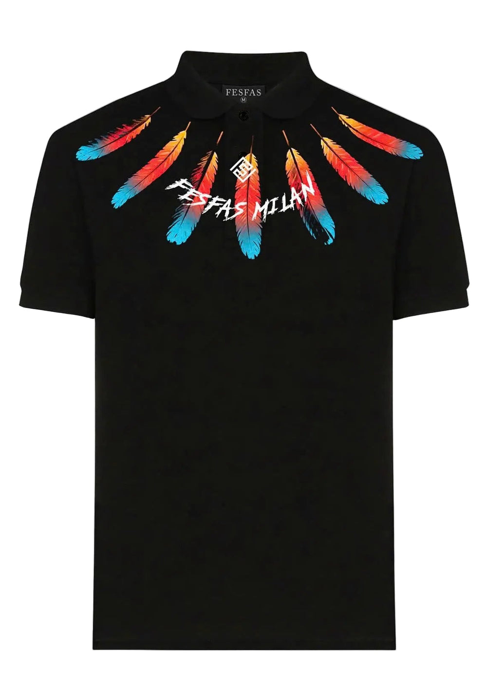 FesFas orange feather-print Polo Shirt