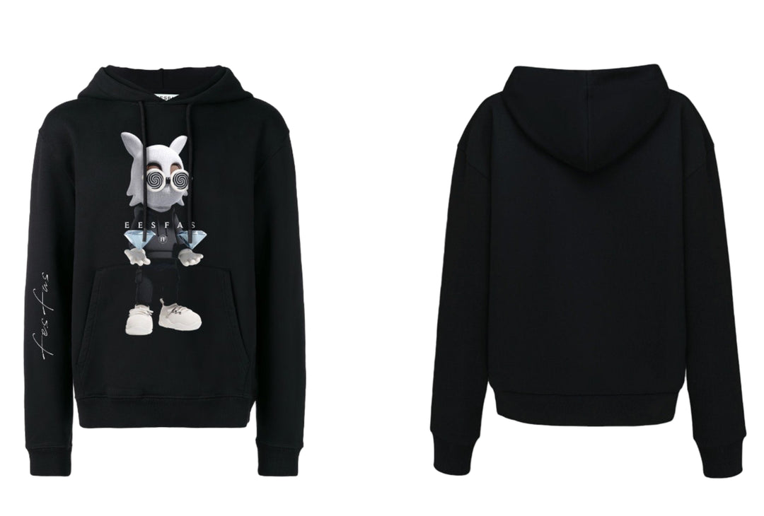 FesFas Diamond Bear-print Hoodie | Black | Men