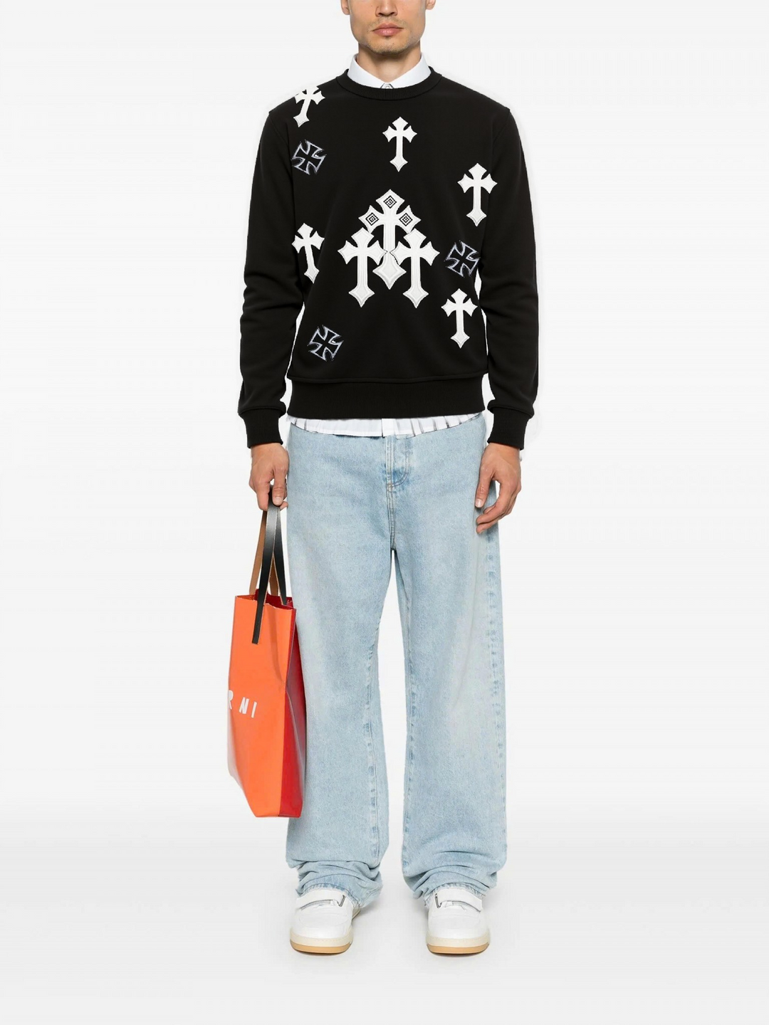 FesFas Cross-print Sweatshirt Set | Black | Men