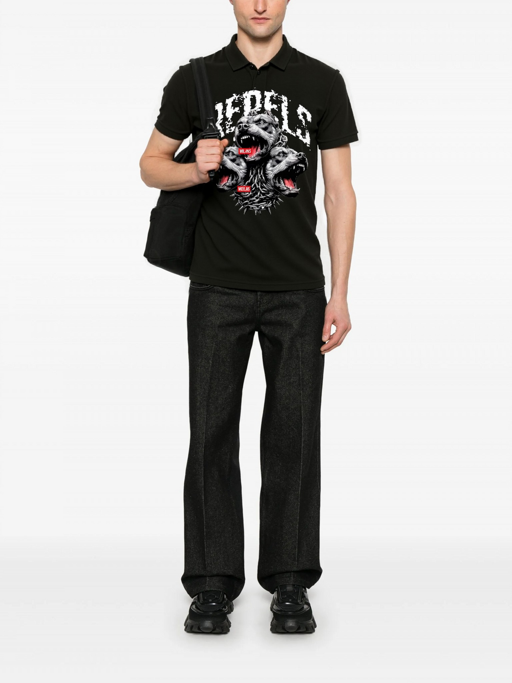 FesFas Bulldog-print Polo Shirt | Men | Black