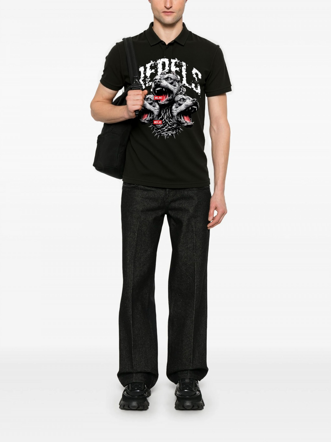 FesFas Bulldog-print Polo Shirt | Men | Black