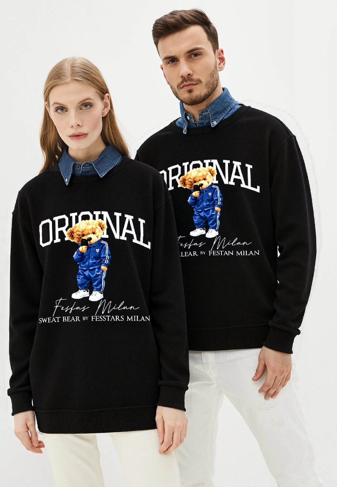 FesFas Bear-print Sweatshirt Set | Black | Men