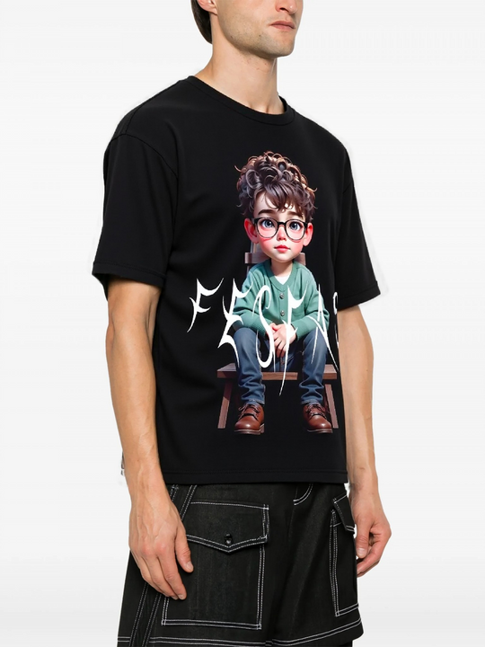 FesFas cute boy-print T-shirt | Black | Men