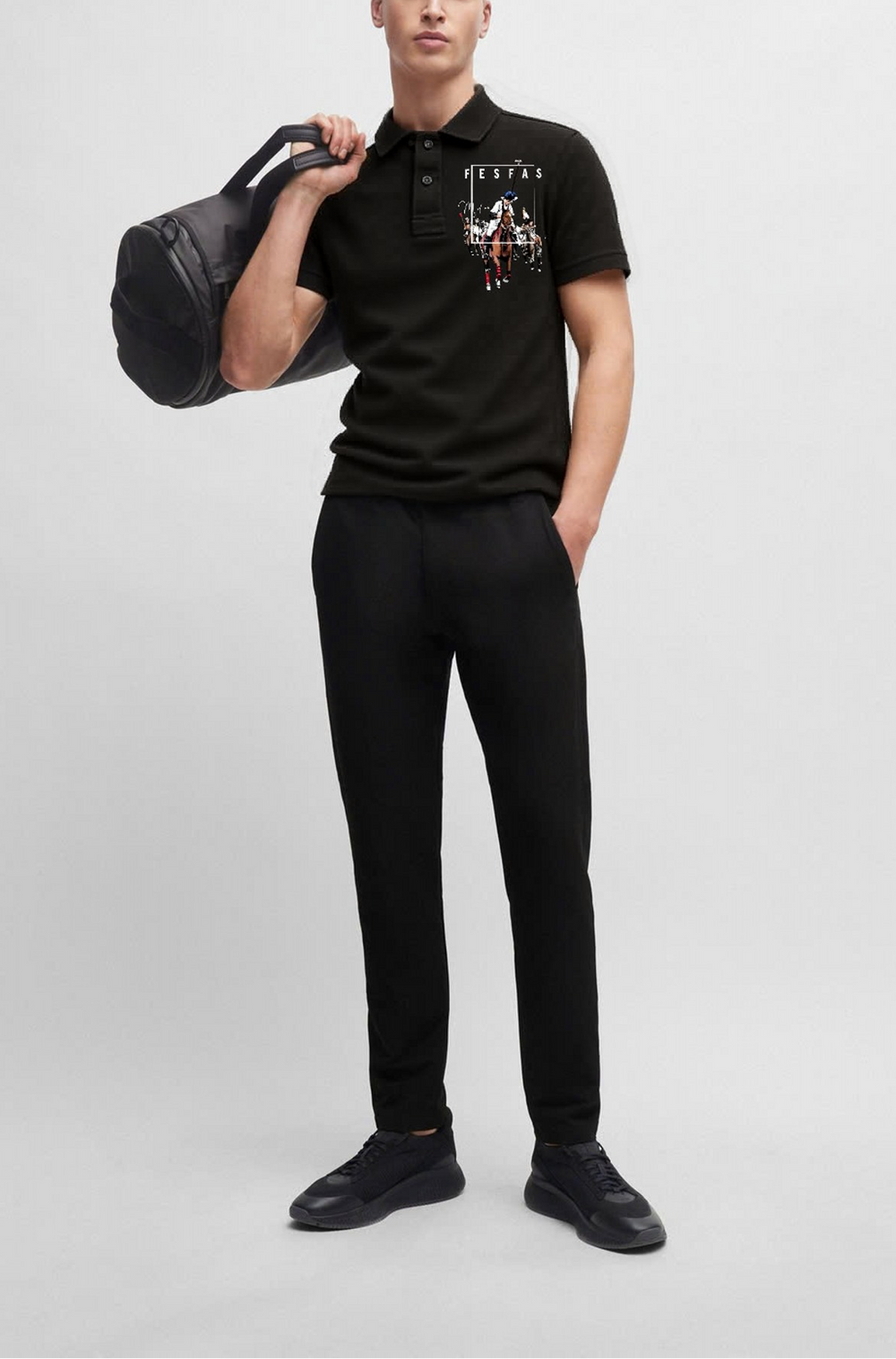 FesFas Horse-print Polo Shirt | Men | Black