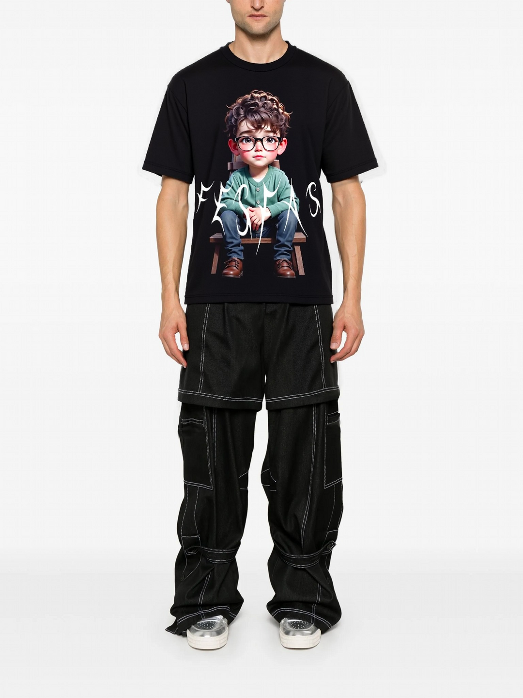 FesFas cute boy-print T-shirt | Black | Men