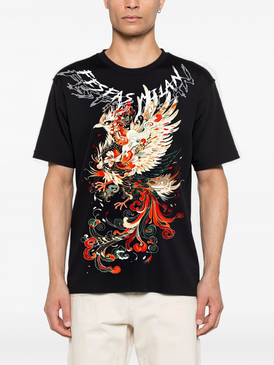 FesFas flame phoenix-print T-shirt | Black | Men