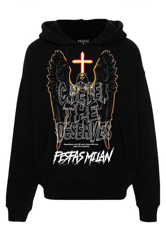 FesFas angel-print Hoodie | Black | Men