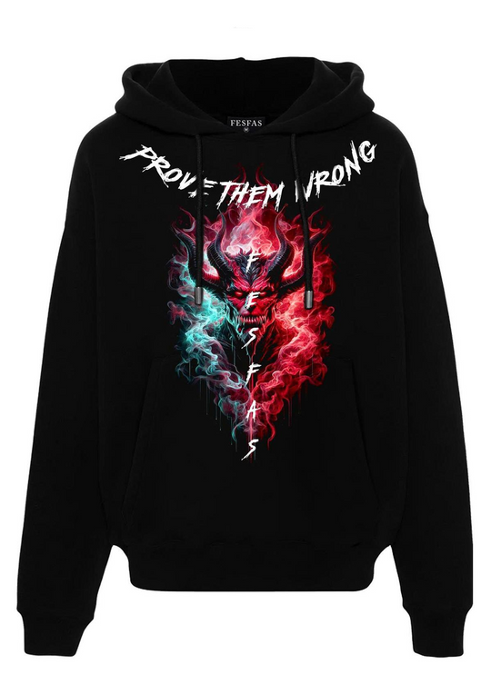 FesFas fire demon-print Hoodie | Black | Men