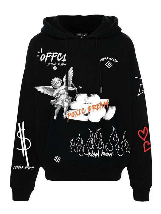 FesFas graphic-print Hoodie | Black | Men