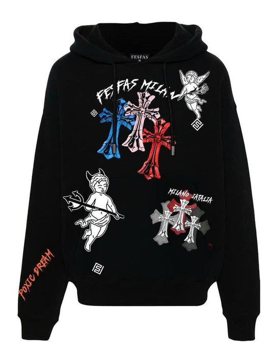 FesFas graphic-print Hoodie | Black | Men