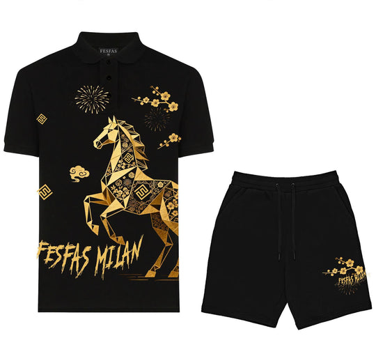 FesFas horse-print Polo Set | Men | Black