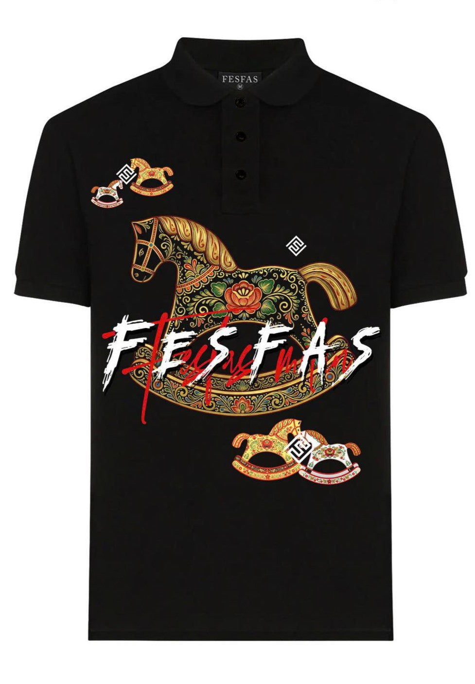 FesFas horse-print Polo Shirt | Men | Black