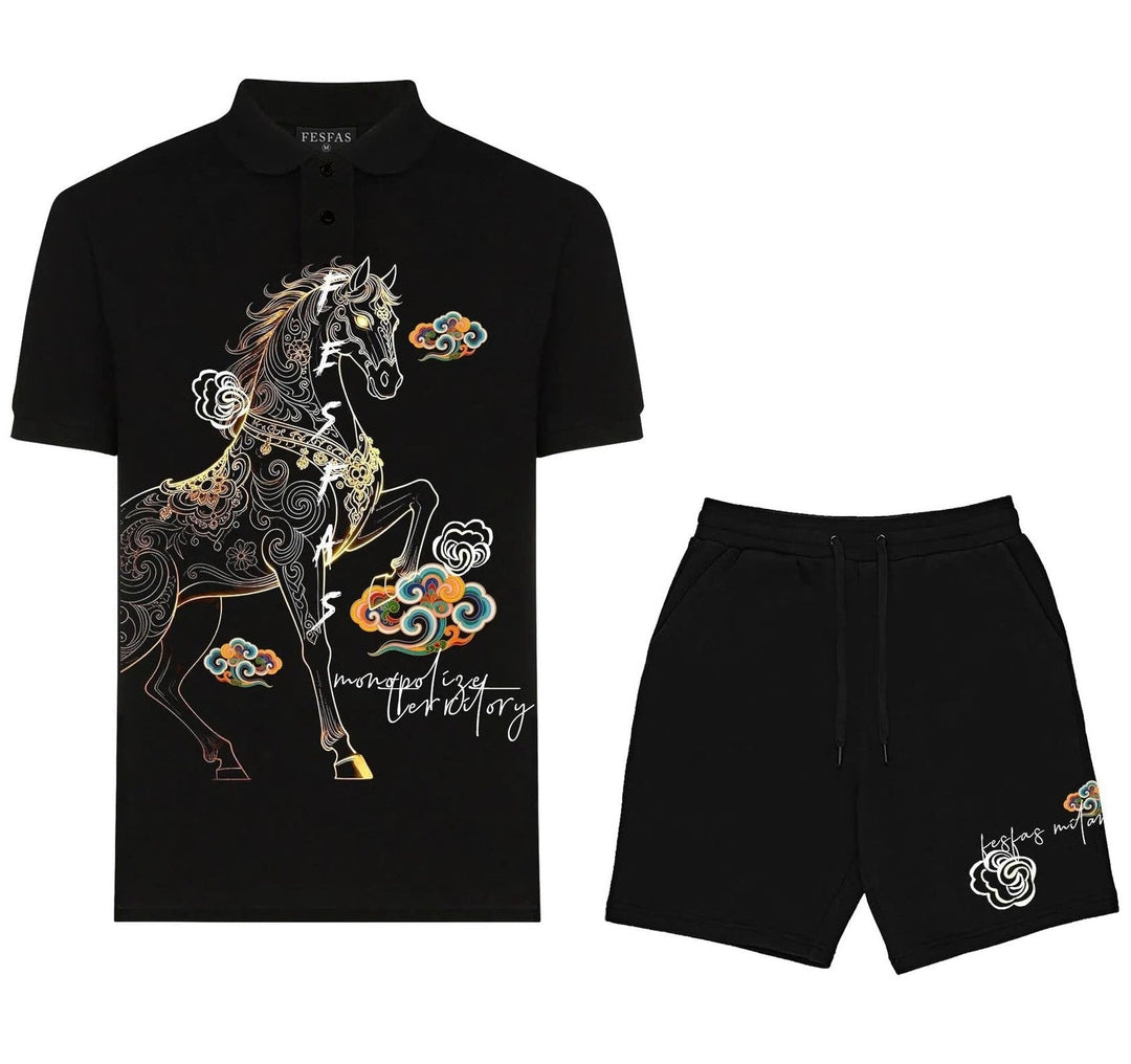 FesFas horse-print Polo Set | Men | Black