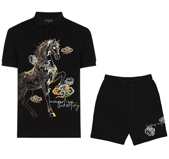 FesFas horse-print Polo Set | Men | Black