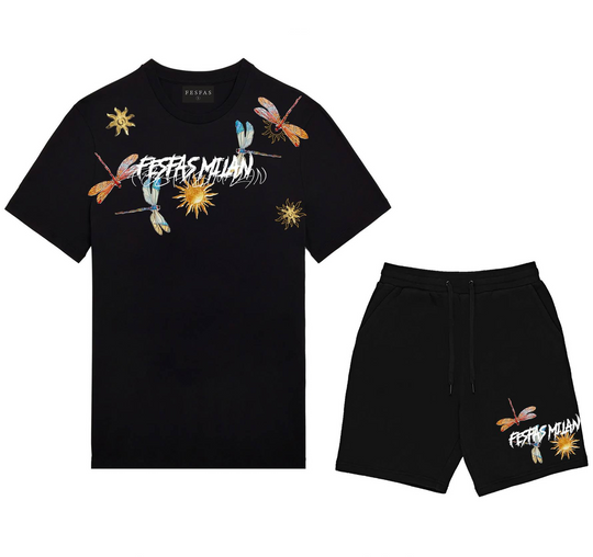 FesFas dragonfly-print T-shirt Set | Black | Men