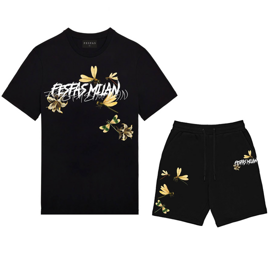 FesFas dragonflies-print T-shirt Set | Black | Men