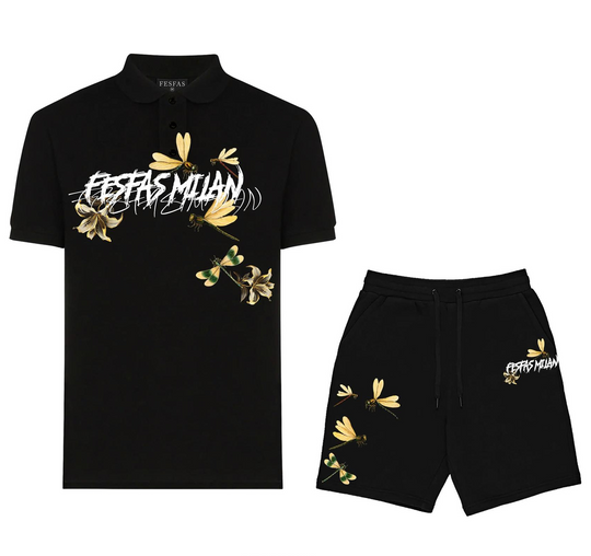 FesFas dragonfly-print Polo Set | Men | Black