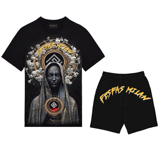 FesFas goddess-print T-shirt Set | Black | Men