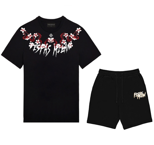 FesFas flowers-print T-shirt Set | Black | Men