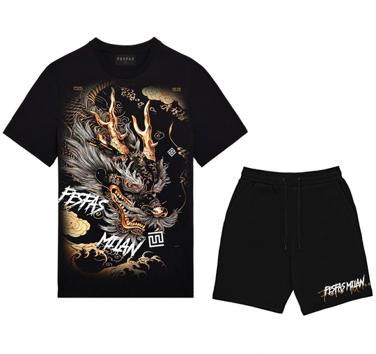 FesFas dragon-print T-shirt Set | Black | Men