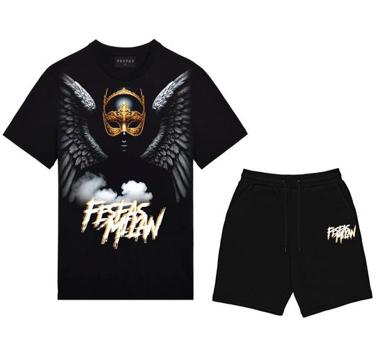 FesFas dark angel-print T-shirt Set | Black | Men