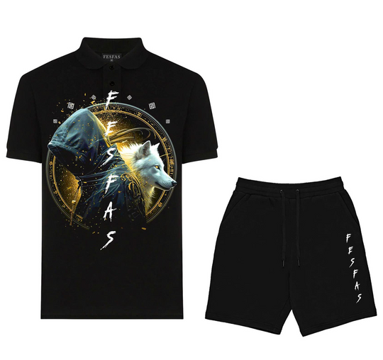FesFas wolf-print Polo Set | Men | Black