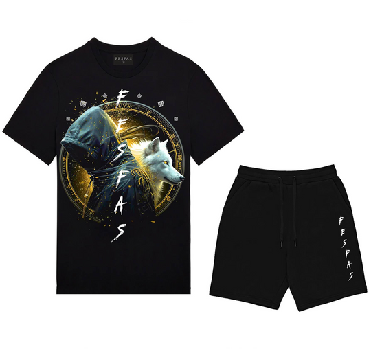 FesFas wolf-print T-shirt Set | Black | Men