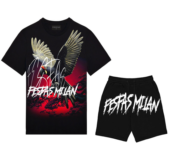 FesFas parrot-print T-shirt Set | Black | Men