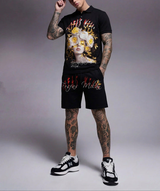 FesFas flower goddess-print Polo Set | Men | Black
