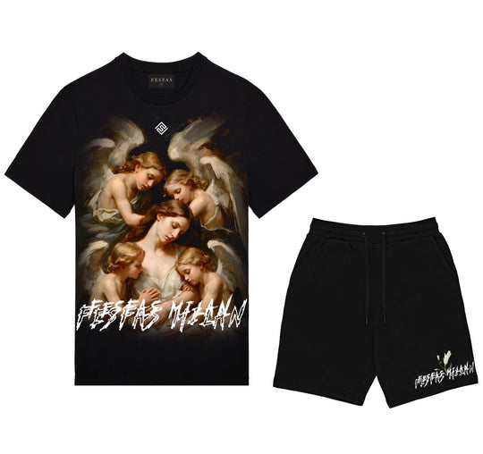 FesFas angels-print T-shirt Set | Black | Men