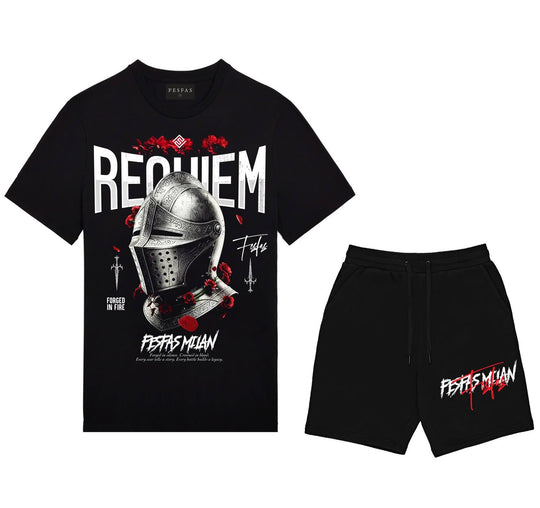 FesFas knight helmet-print T-shirt Set | Black | Men