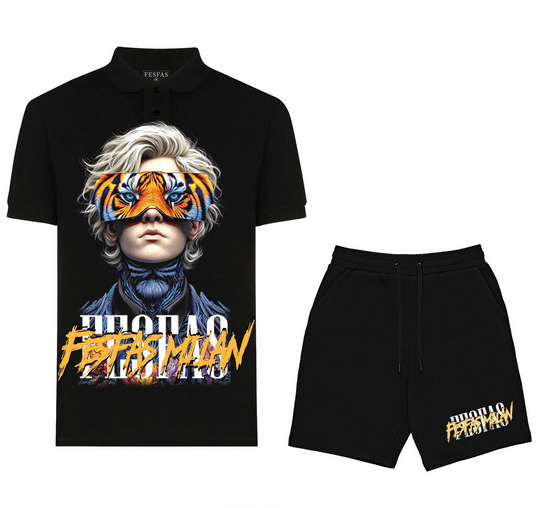 FesFas tiger eyes-print Polo Set | Men | Black