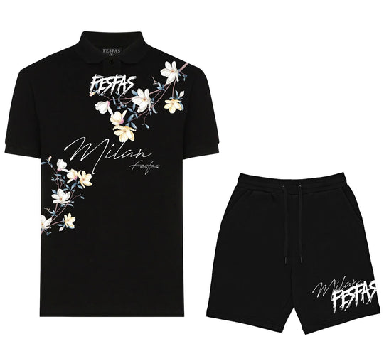 FesFas flowers-print Polo Set | Men | Black