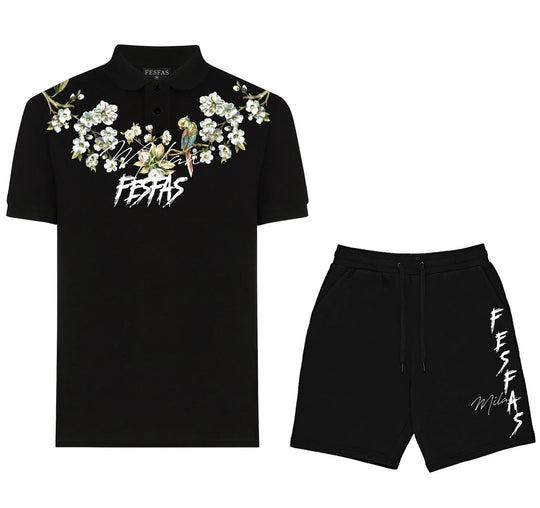 FesFas flowers-print Polo Set | Men | Black