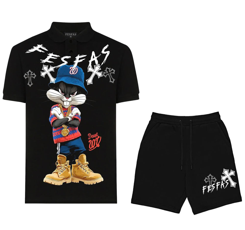 FesFas blue cap rabbit-print Polo Set | Men | Black
