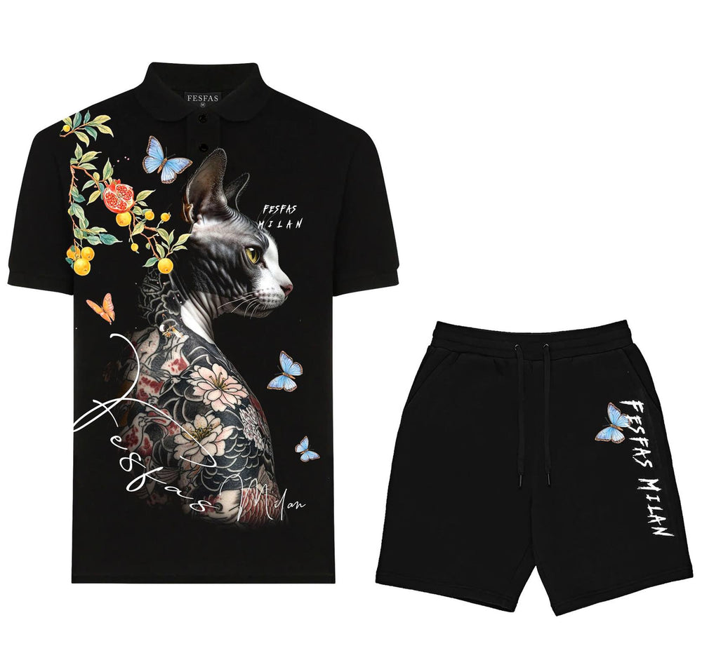 FesFas sphynx-print Polo Set | Men | Black