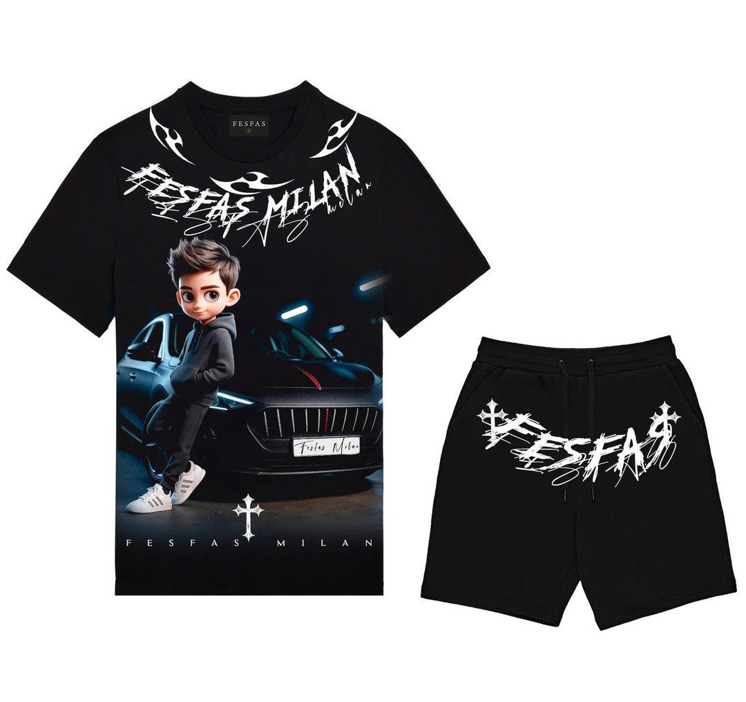 FesFas racing boy-print T-shirt Set | Black | Men