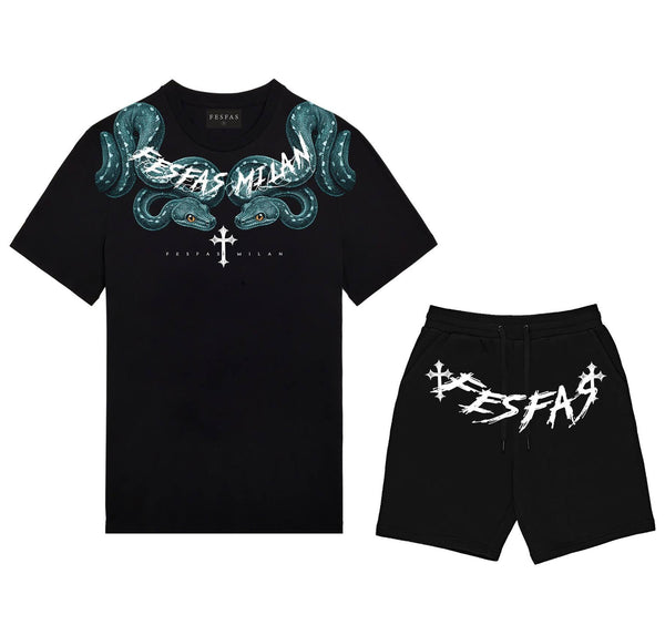 FesFas turquoise snake-print T-shirt Set | Black | Men
