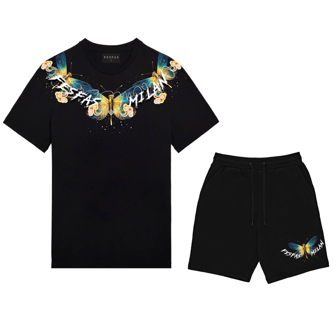 FesFas dragonflies-print T-shirt Set | Black | Men
