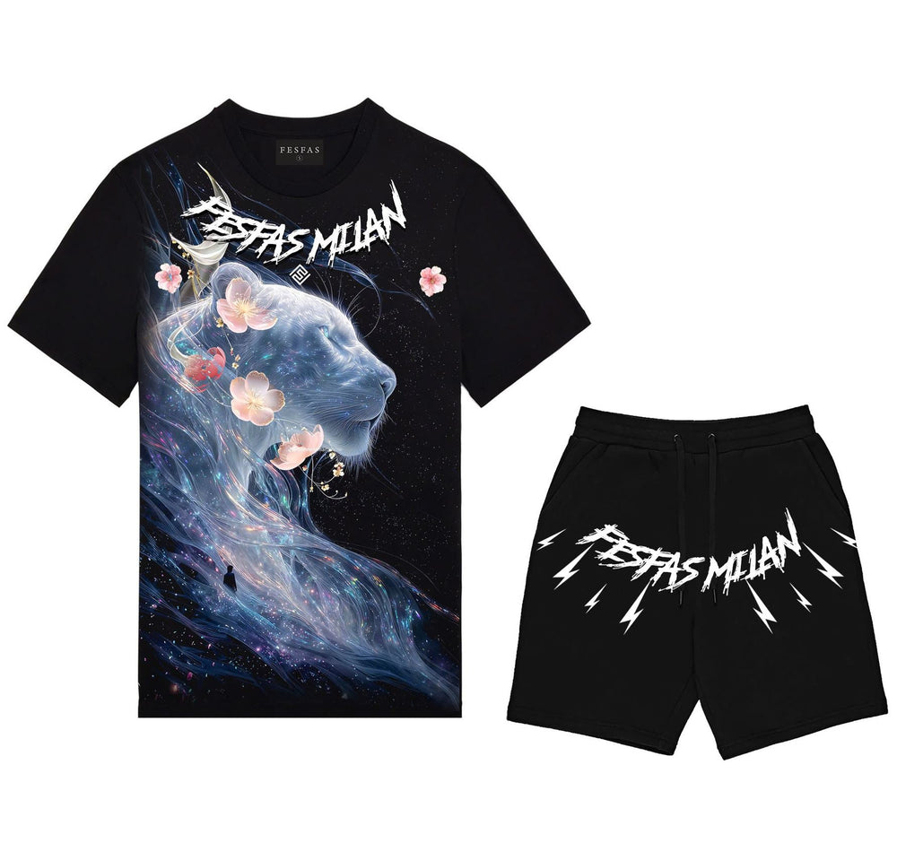 FesFas galaxy lioness-print T-shirt Set | Black | Men