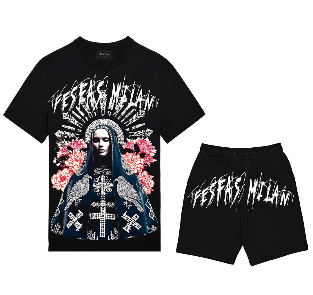 FesFas goddess-print T-shirt Set | Black | Men