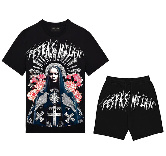 FesFas goddess-print T-shirt Set | Black | Men