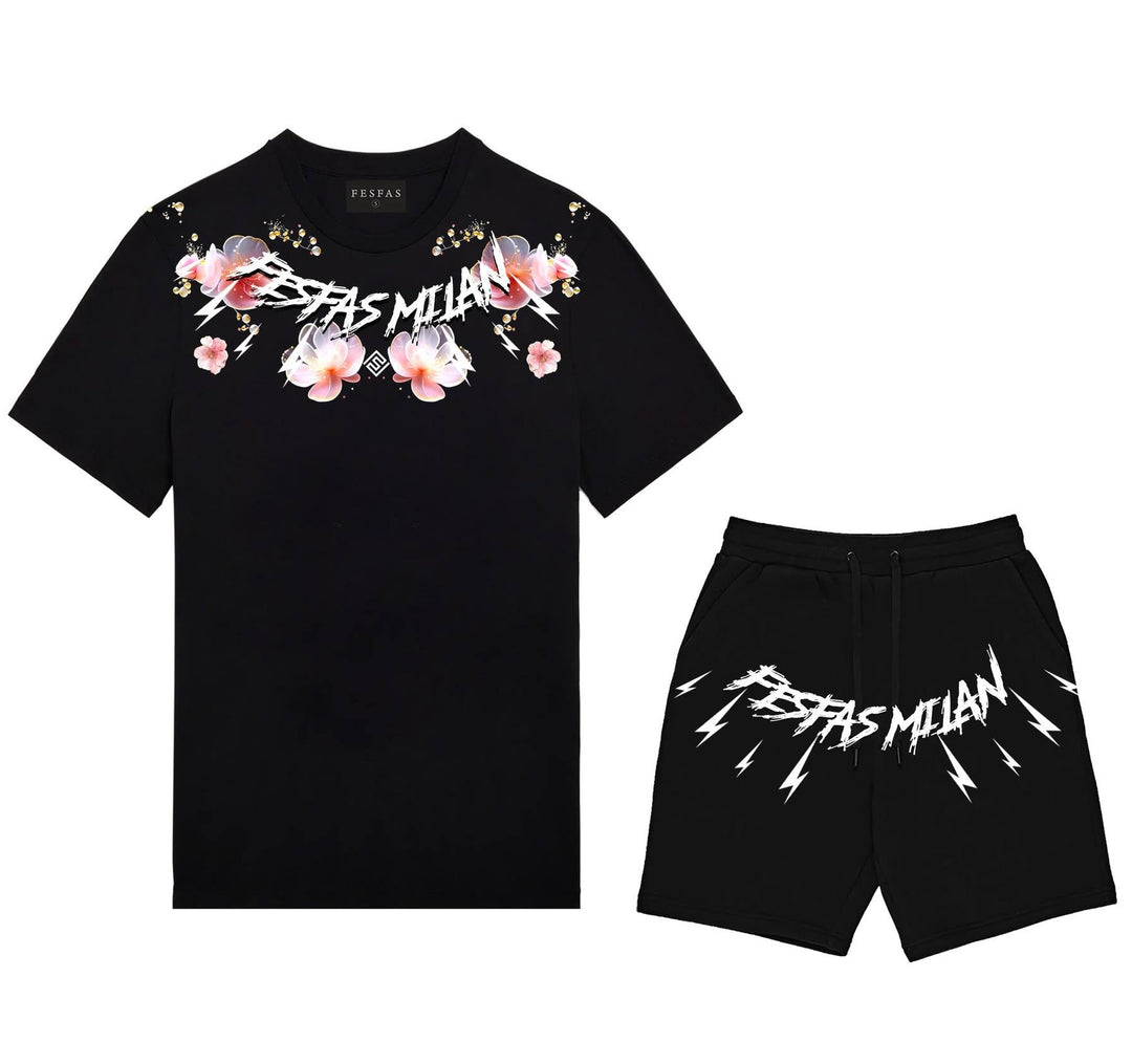 FesFas glass flowers-print T-shirt Set | Black | Men