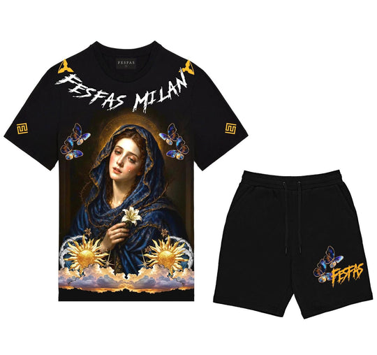 FesFas goddess-print T-shirt Set | Black | Men