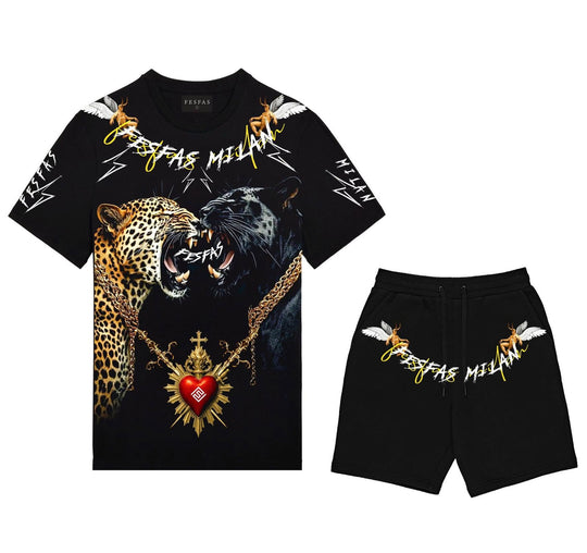 FesFas leopard-print T-shirt Set | Black | Men